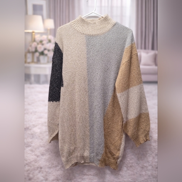 Blu Pepper Sweaters - Blu Pepper Size Small Colorblock Turtleneck Sweater